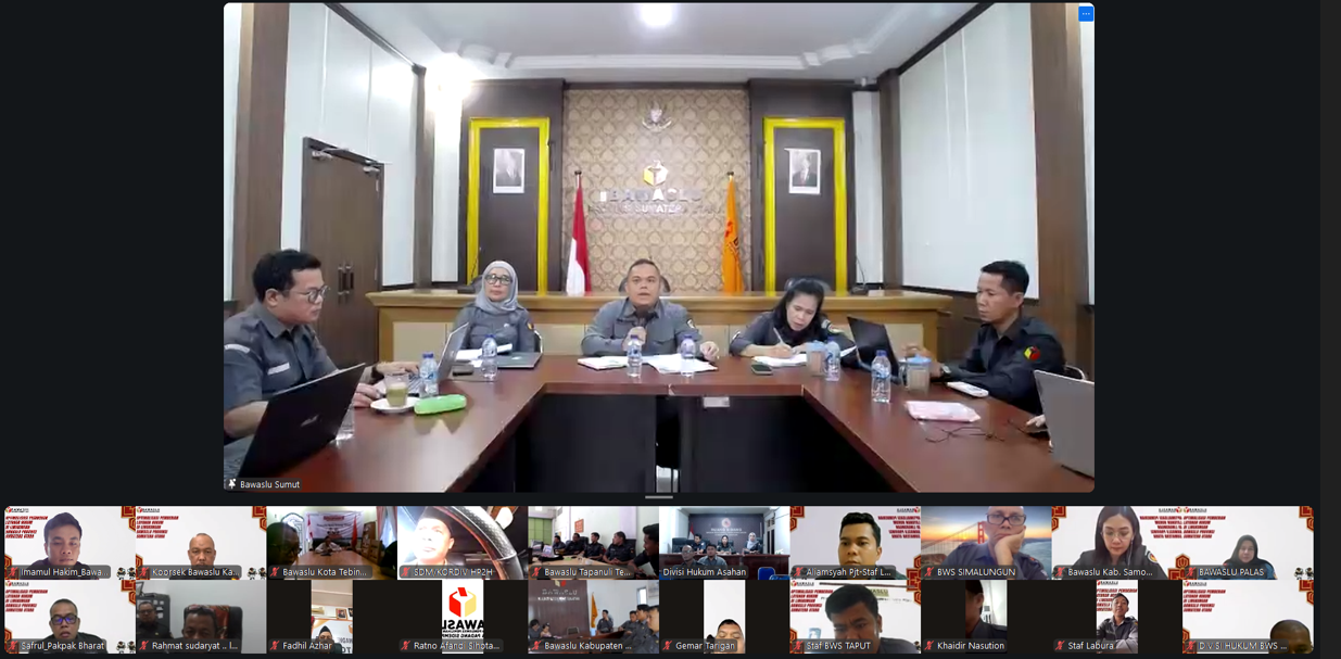 Zoom Meeting Optimalisasi Pemberian Layanan Hukum dan Penyamaan Persepsi Advokasi Hukum serta Standardisasi Praktik di Lingkungan Bawaslu Sumut
