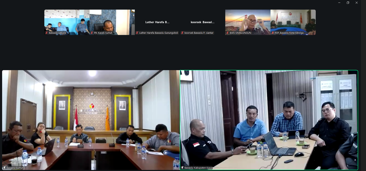 Zoom Meeting Rapat Persiapan Pelaksanaan P2P Tahun 2026 Bawaslu Sumut dengan Bawaslu Kabupaten/Kota se Provinsi Sumut