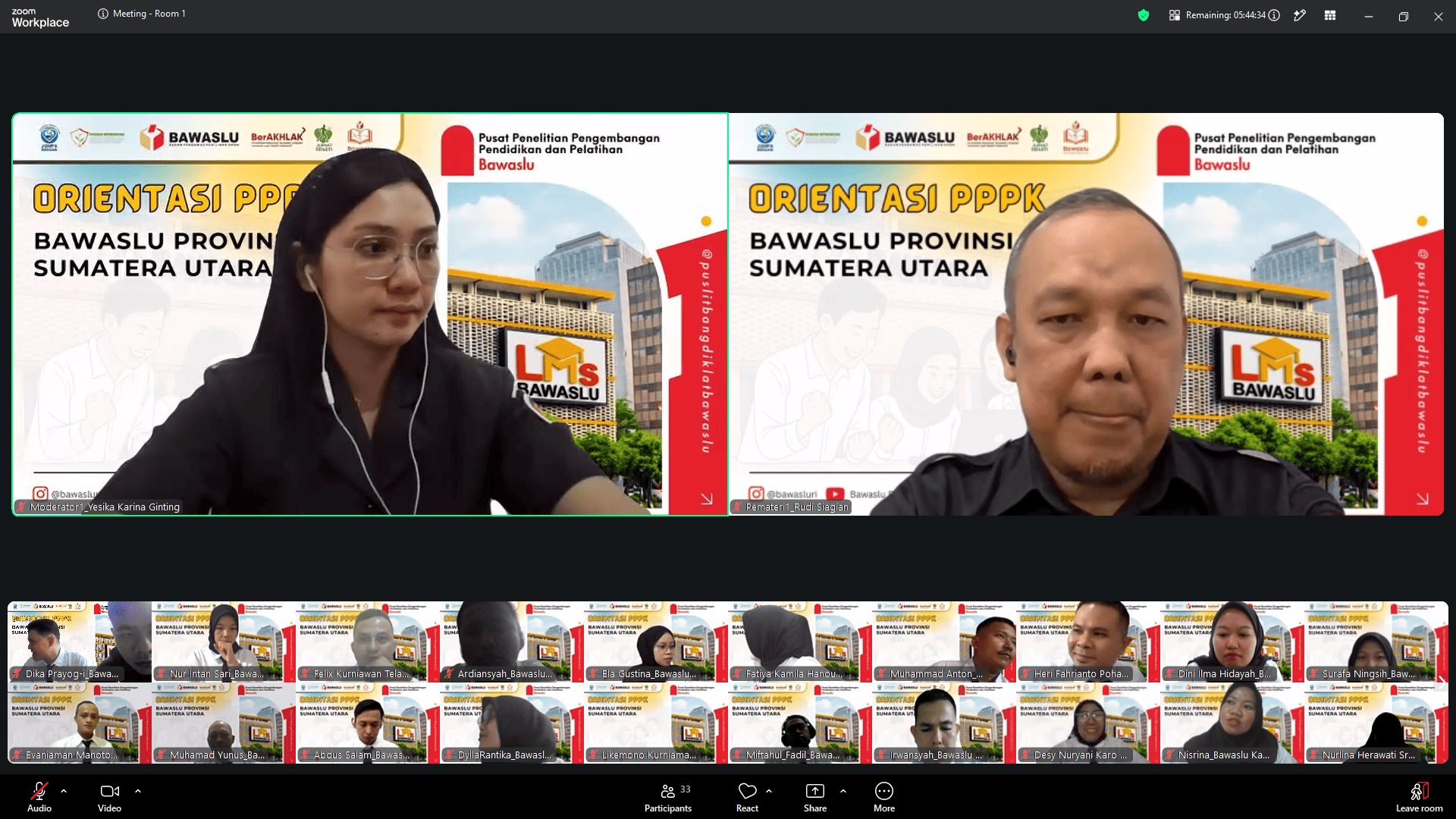 PPPK Bawaslu Kabupaten Labuhanbatu Utara mengikuti sesi Orientasi PPPK Tahun 2026 secara distance learning melalui Zoom Meeting dan Learning Management System (LMS).