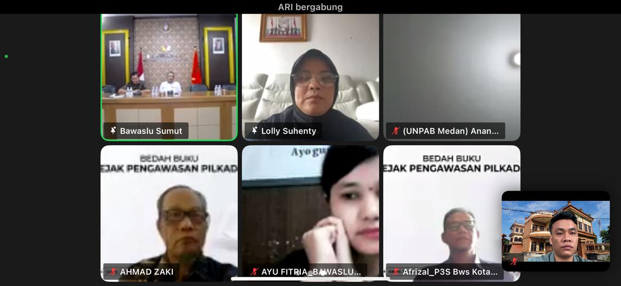 Bawaslu Kabupaten Labuhanbatu Utara mengikuti kegiatan Bedah Buku “Jejak Pengawasan Pilkada” secara daring melalui Zoom Meeting, Kamis (8/10/2026).