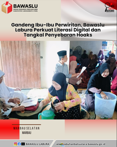 Diskusi bersama ibu-ibu perwiritan di Desa Marbau Selatan, Kecamatan Marbau, terkait penguatan literasi informasi dan pencegahan penyebaran hoaks serta disinformasi di tengah masyarakat, Jumat (08/05/2026).