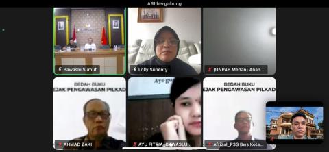 Bawaslu Kabupaten Labuhanbatu Utara mengikuti kegiatan Bedah Buku “Jejak Pengawasan Pilkada” secara daring melalui Zoom Meeting, Kamis (8/10/2026).