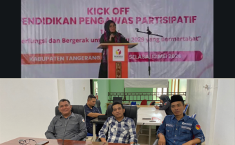 Ketua Bawaslu Labuhanbatu Utara Maruli Sitorus bersama Anggota Bawaslu Labura Supriadi dan Juskanri Sihaloho mengikuti kegiatan Kick Off Pendidikan Pengawas Partisipatif (P2P) Tahun 2026 secara daring bersama jajaran staf di Kantor Bawaslu Labuhanbatu Utara, Selasa (12/5/2026).