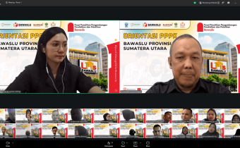 PPPK Bawaslu Kabupaten Labuhanbatu Utara mengikuti sesi Orientasi PPPK Tahun 2026 secara distance learning melalui Zoom Meeting dan Learning Management System (LMS).